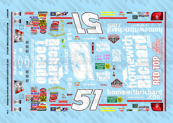 Millersport Customs 2007 Kyle Busch Richard Tocado Chevy Silverado 1/24 Decal Set