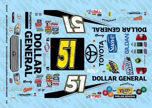 Millersport Customs 2015 Kyle Busch Dollar General Michigan Win Toyota Tundra 1/24 Decal Set