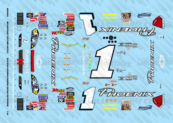 Millersport Customs 2010 Ryan Newman Phoenix Racing Nationwide Series Chevy Impala 1/24 Decal Set