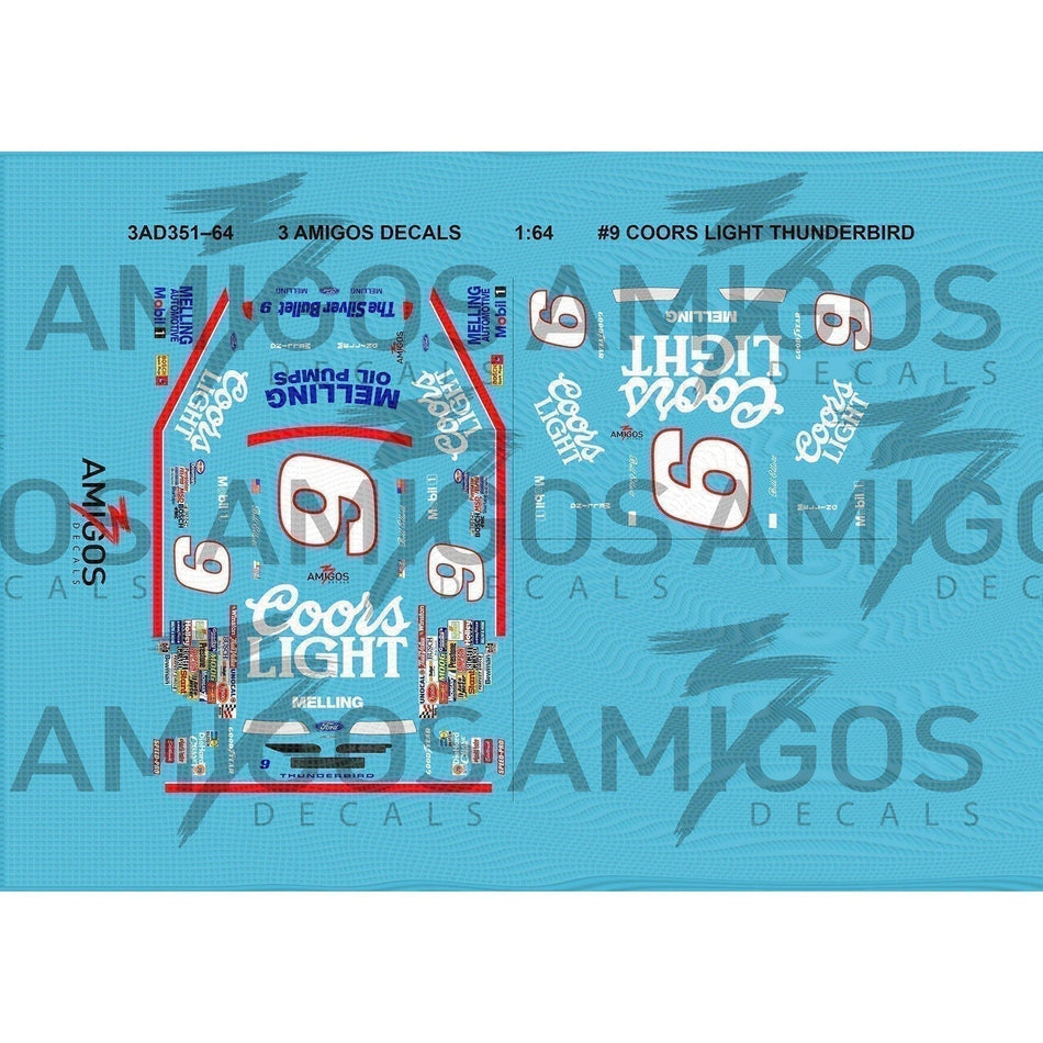 1:64 3 Amigos Decals #9 COORS LIGHT THUNDERBIRD Decal Set