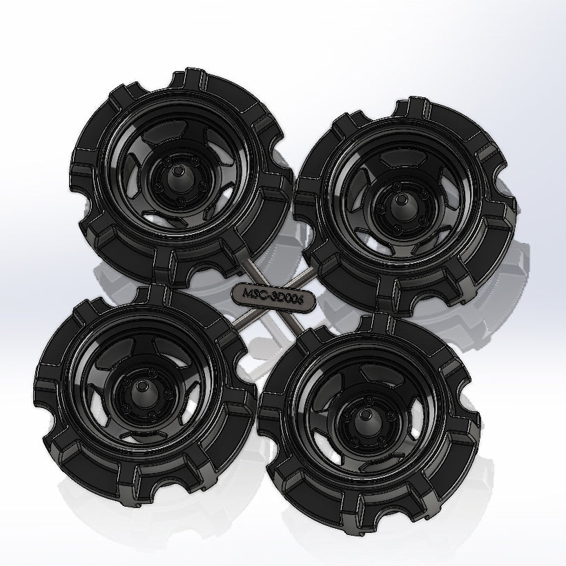 Millersport Customs 1/24 Nascar KBM 5 Hole Rim Set for Truck Series Diecast