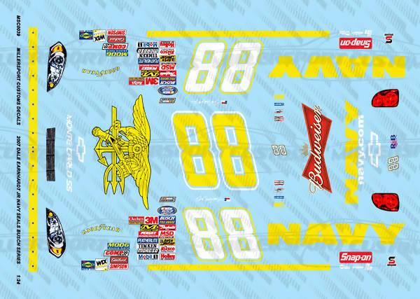 Millersport Customs 2007 Dale Earnhardt Jr Navy Seals Busch Series Chevy Monte Carlo SS 1/24 Decal Set