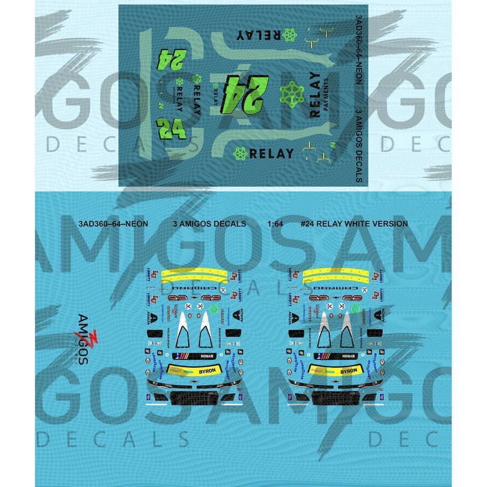 1:64 3 Amigos Decals #24 RELAY WHITE VERSION Decal Set 1:64
