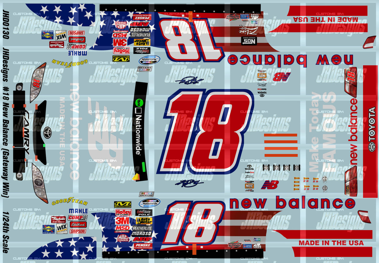JH Designs Kyle Busch 2009 NWS #18 New Balance (Gateway Win) 1:24 Racecar Decal Set