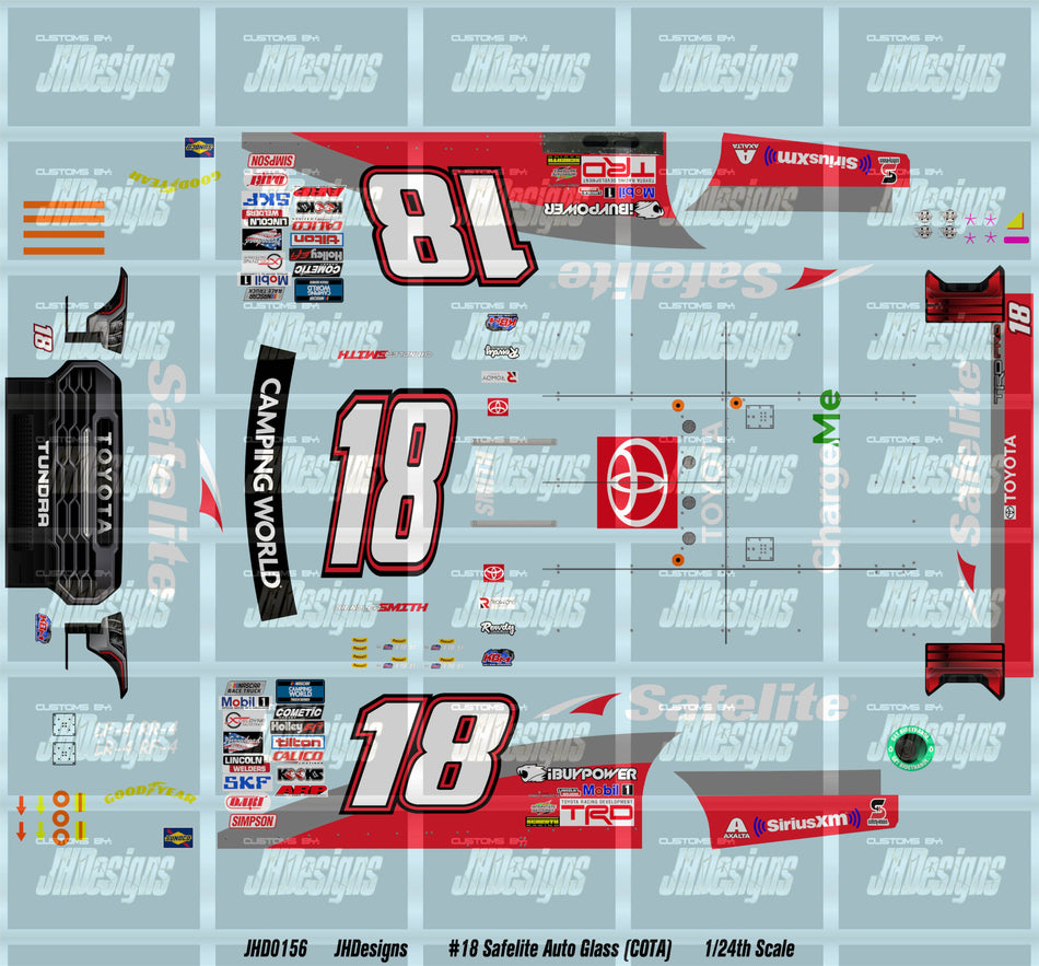 JH Designs Chandler Smith 2022 CWTS #51 Safelite Auto Glasss (COTA) 1:24 Racecar Decal Set