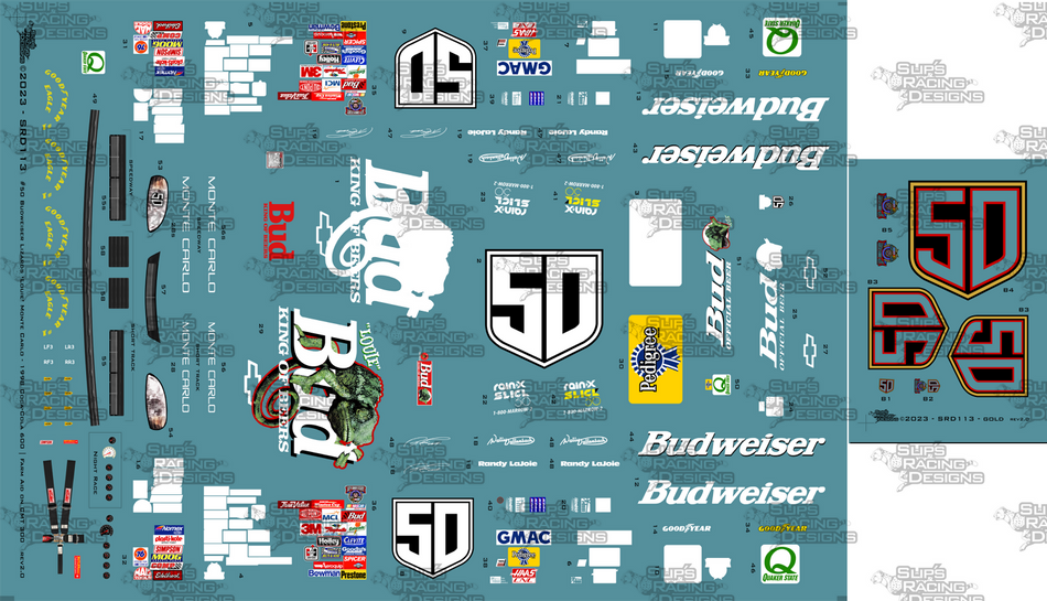 Slip's Racing Designs #50 Budweiser Lizards ‘Louie’ Monte Carlo (SRD113 - A4 w/METALLIC)