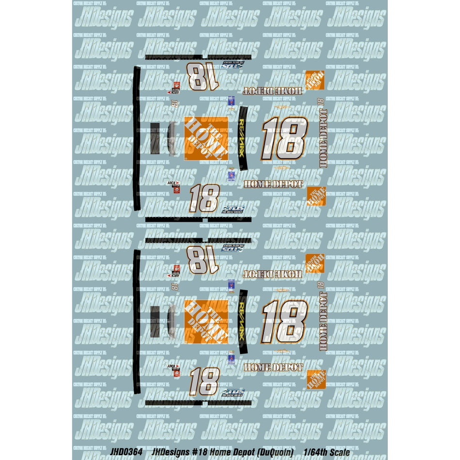 JH Designs Tony Stewart 2003 ARCA #18 The Home Depot (DuQuoin) 1:64 Racecar Decal Set