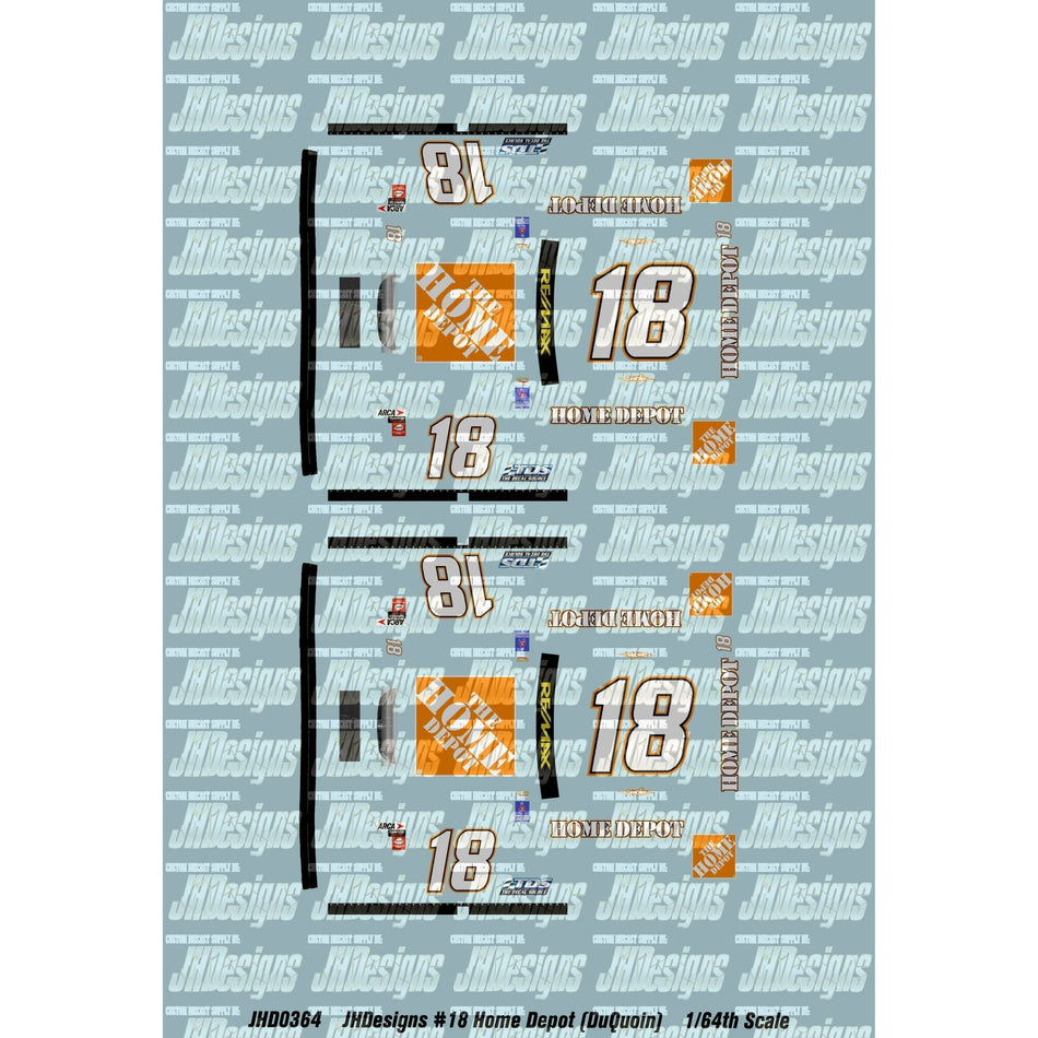 JH Designs Tony Stewart 2003 ARCA #18 The Home Depot (DuQuoin) 1:64 Racecar Decal Set