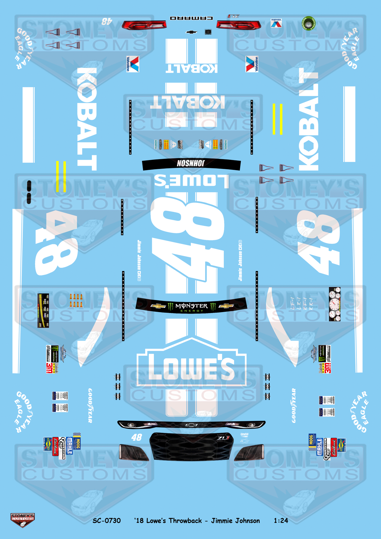 Stoney's Customs 2018 #48 Lowe’s Throwback - Jimmie Johnson 1:24 Decal Set