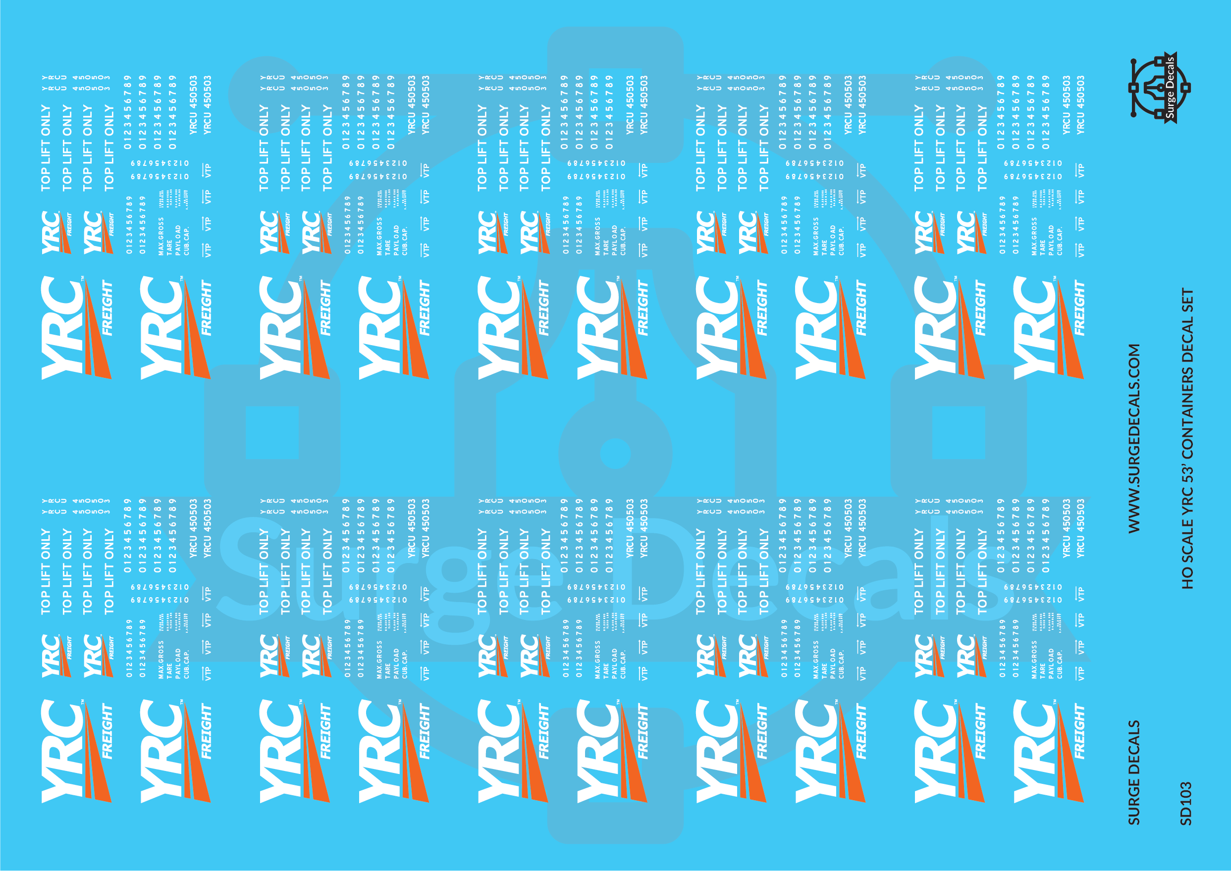 Surge Decals HO Scale YRC 53' Containers Decal Set – Print it Decals