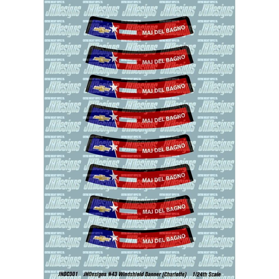 JH Designs Erik Jones 2023 CUP #43 Air Force (Charlotte) Windshield Banner 1:24 Racecar Decal Set