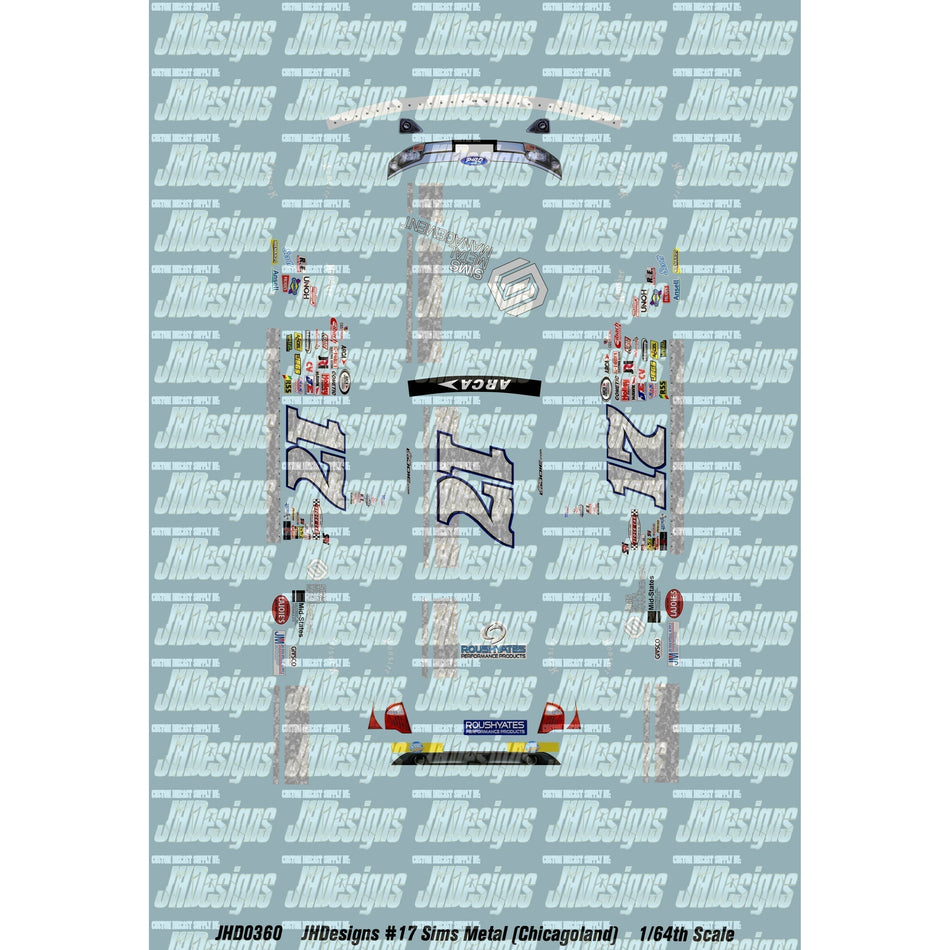 JH Designs Corie LaJoie 2013 ARCA #17 Sim Metal Management (Chicagoland Win) 1:64 Racecar Decal Set