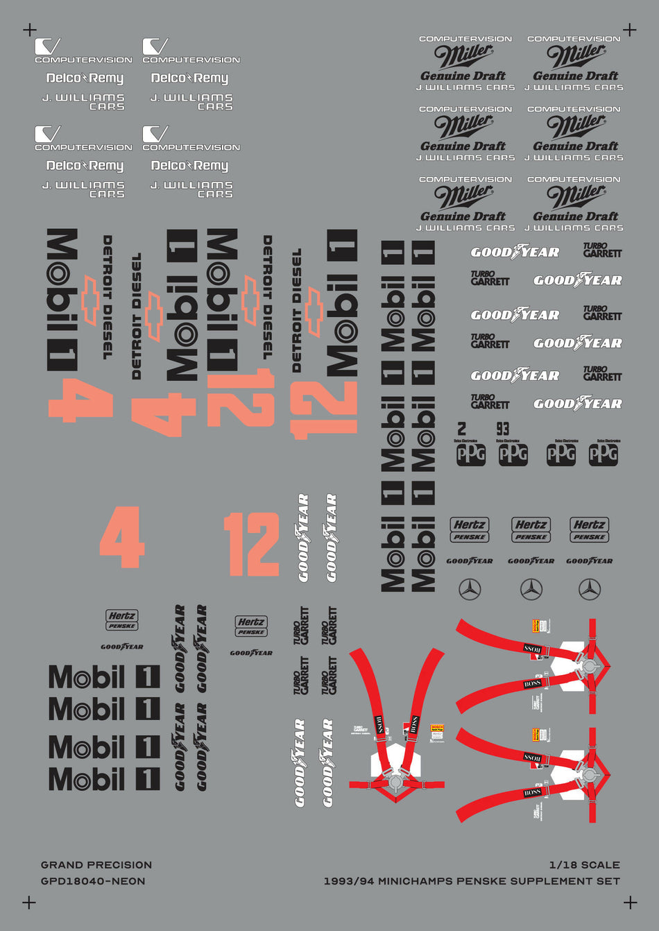 Grand Precision - 1/18 1993/94 Penske Replacement Decals