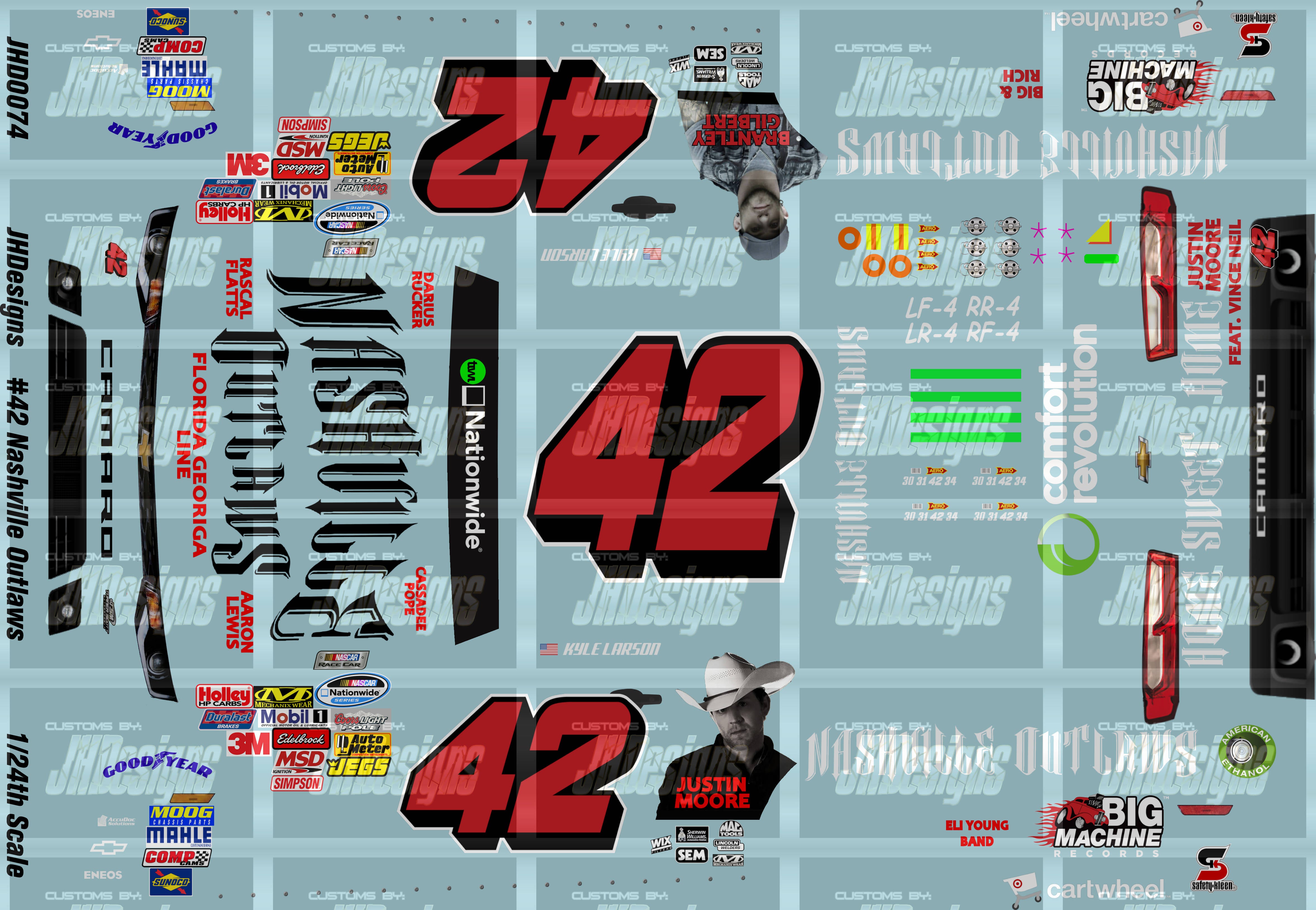 Outlaw Racing Graphics JH Designs Kyle Larson 2014 NWS #42 Nashville Outlaws 1:24 Racecar Dec ...