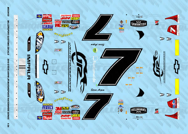 Millersport Customs 2010 Steve Arpin JR Motorsports Nationwide Series Chevy Impala 1/24 Decal Set
