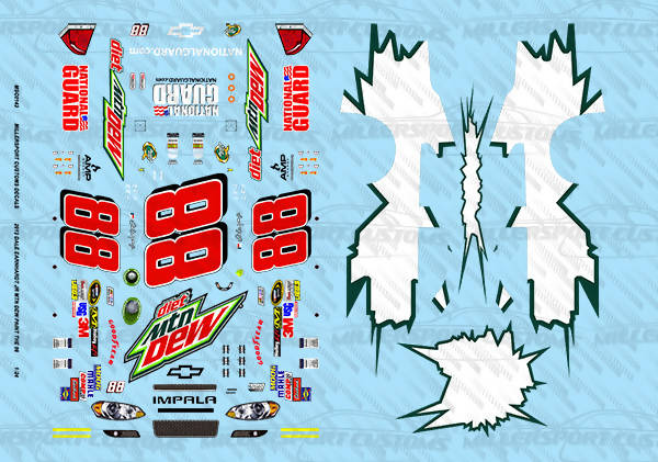 Millersport Customs 2012 Dale Earnhardt Jr Mtn Dew Paint The 88 Chevy Impala 1/24 Decal Set