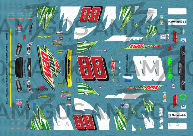 3 Amigos Decals 1:24 #88 DIET MTN DEW CHEVROLET SS (TALLADEGA CHASE RACE) - 1