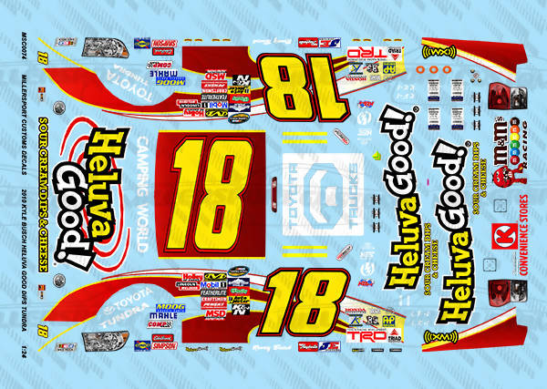 Millersport Customs 2010 Kyle Busch Heluva Good Dips Toyota Tundra 1/24 Decal Set