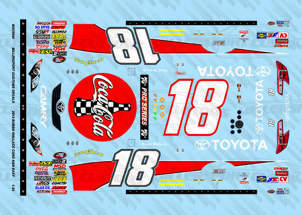 Millersport Customs 2012 Bubba Wallace Coke K&N East Series Toyota Camry 1/24 Decal Set