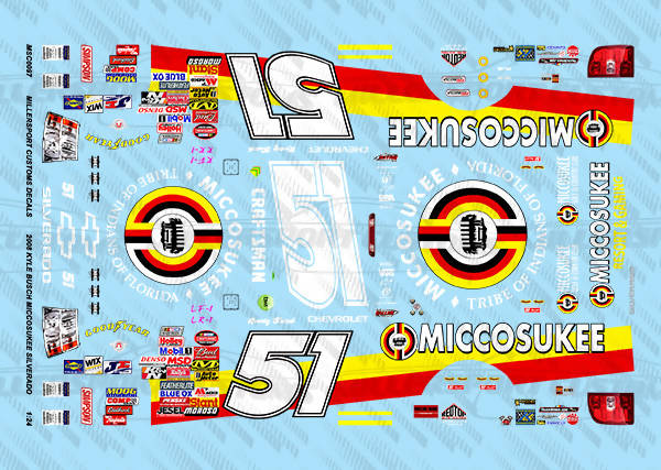 Millersport Customs 2007 Kyle Busch Miccosukee Chevy Silverado 1/24 Decal Set