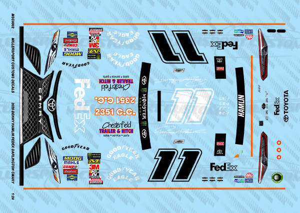 Millersport Customs 2020 Denny Hamlin FedEx Darlington Toyota Camry 1/24 Decal Set