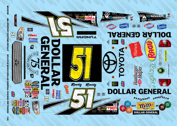 Millersport Customs 2014 Kyle Busch Dollar General Chicago Win Toyota Tundra 1/24 Decal Set