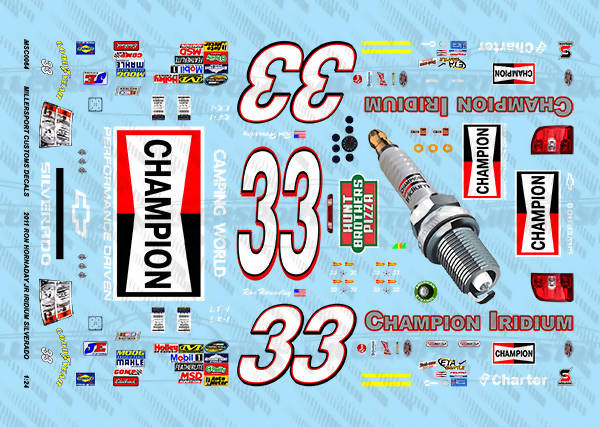 Millersport Customs 2011 Ron Hornaday Jr Champion Iridium Chevy Silverado 1/24 Decal Set