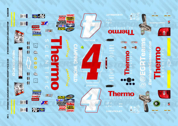 Millersport Customs 2012 Kyle Larson Thermo Scientific Chevy Silverado 1/24 Decal Set