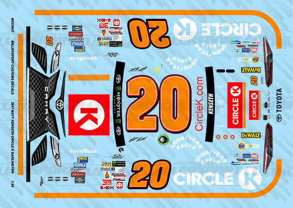 Millersport Customs 2017 Matt Kenseth Circle K Darlington Toyota Camry 1/24 Decal Set