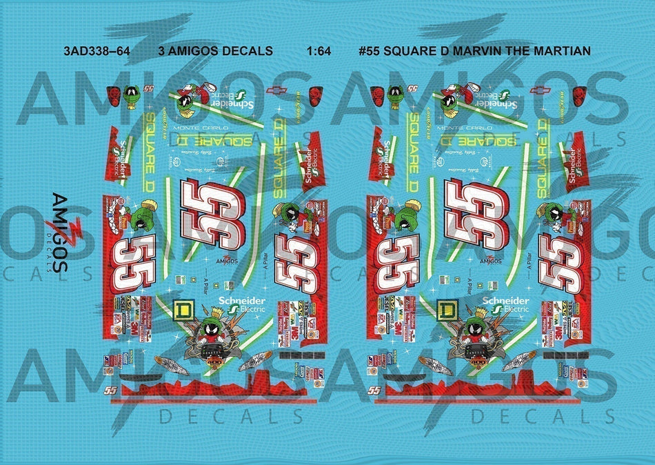 1:64 3 Amigos Decals #55 SQUARE D MARVIN THE MARTIAN Decal Set