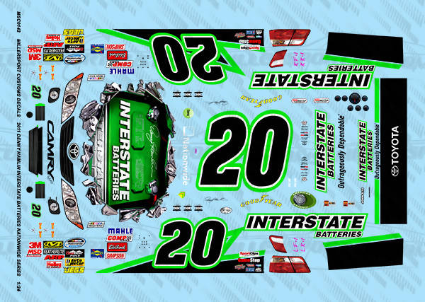 Millersport Customs 2011 Denny Hamlin Interstate Batteries Nationwide Series Toyota Camry 1/24 Decal Set