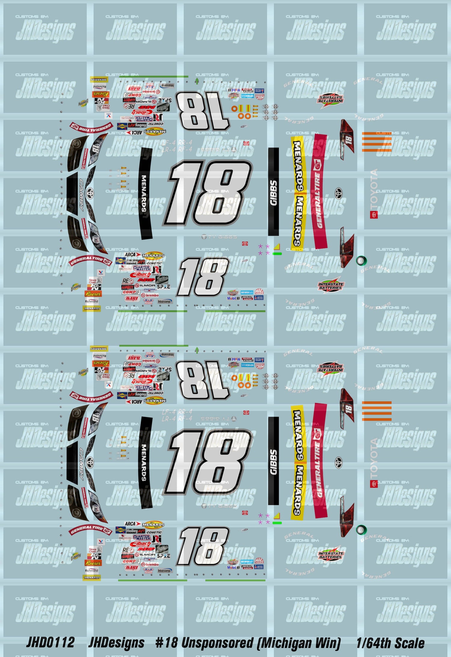 JH Designs Ty Gibbs 2021 ARCA #18 Unsponsored (Michigan Win) 1:64 Race ...