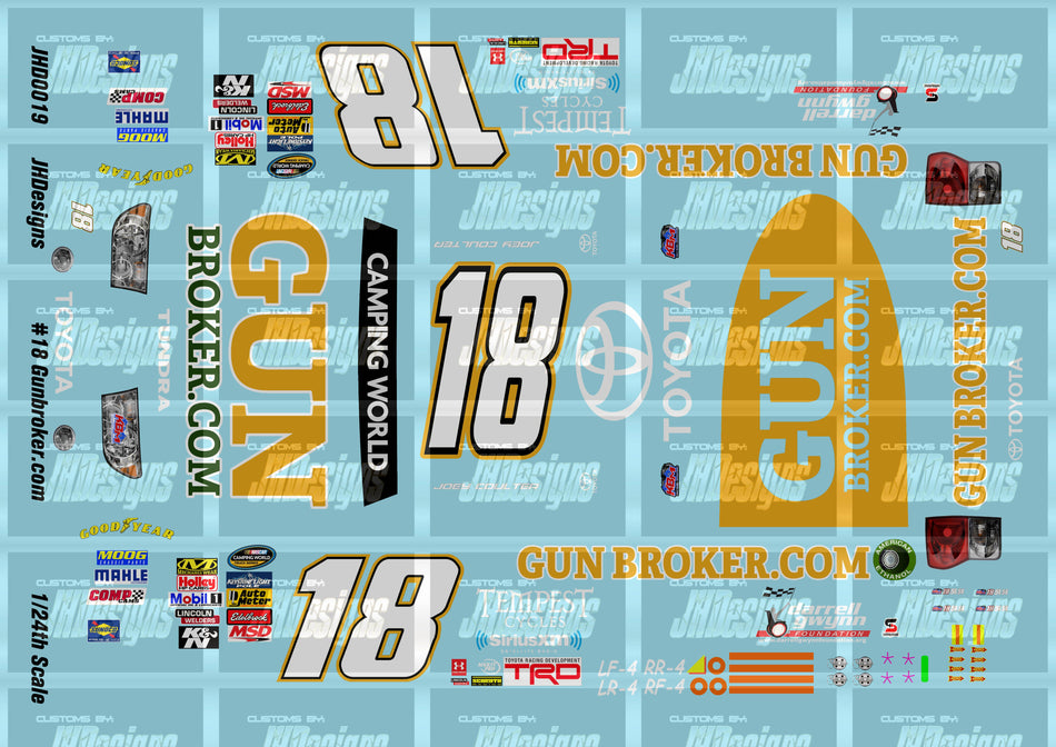 JH Designs Joey Coulter 2013 CWTS #18 Gunbroker.com 1:24 Racecar Decal Set