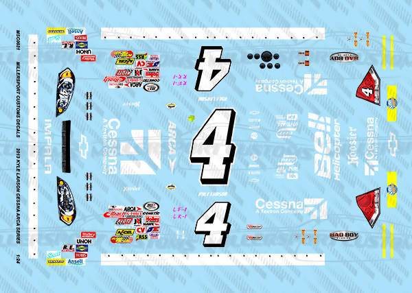 Millersport Customs 2013 Kyle Larson Cessna Arca Series Chevy Impala 1/24 Decal Set