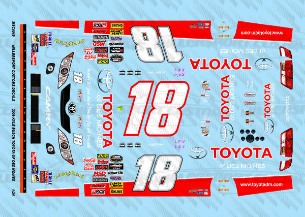 Millersport Customs 2009 Kyle Busch Toyota of Des Moines Camping World East Series Toyota Camry 1/24 Decal Set