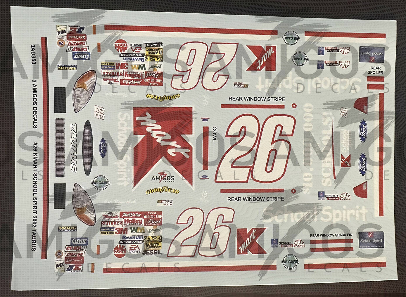 3 Amigos Decals 26 KMART SCHOOL SPIRIT 2002 TAURUS Decal Set 124