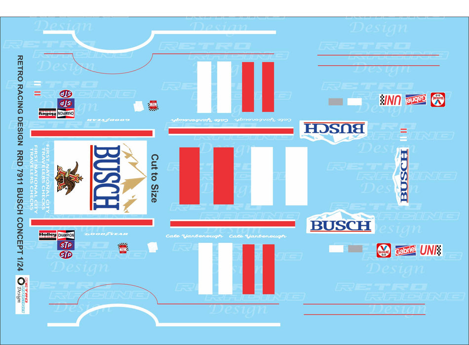 Retro Racing Design #11 Cale Yarborough Premier of Busch Olds for 1979 Concept Raced as #77 Gant in BGN 1/24 Decal