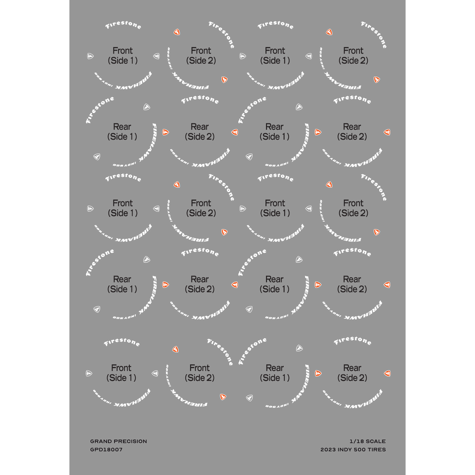 Grand Precision - 1/18 2023 Indy 500 Firestone Tire Decals