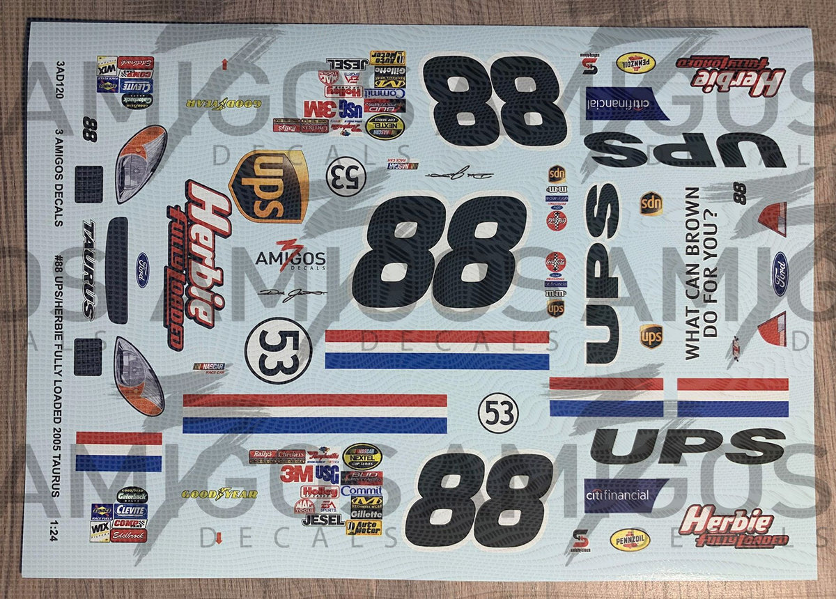 3 Amigos Decals #88 UPS Herbie Fully Loaded 2005 Taurus 1:24 Decal Set - 2