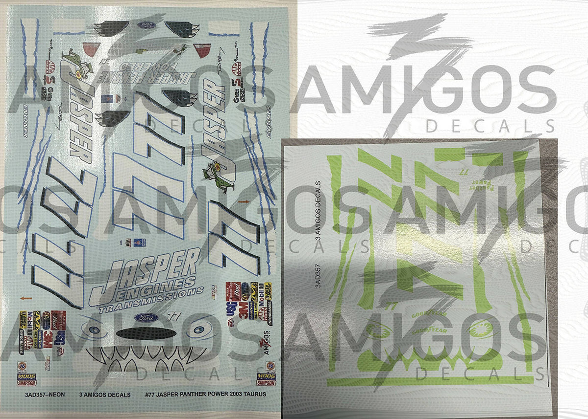 3 Amigos Decals #77 JASPER ENGINES PANTHER POWER 2003 TAURUS Decal Set ...