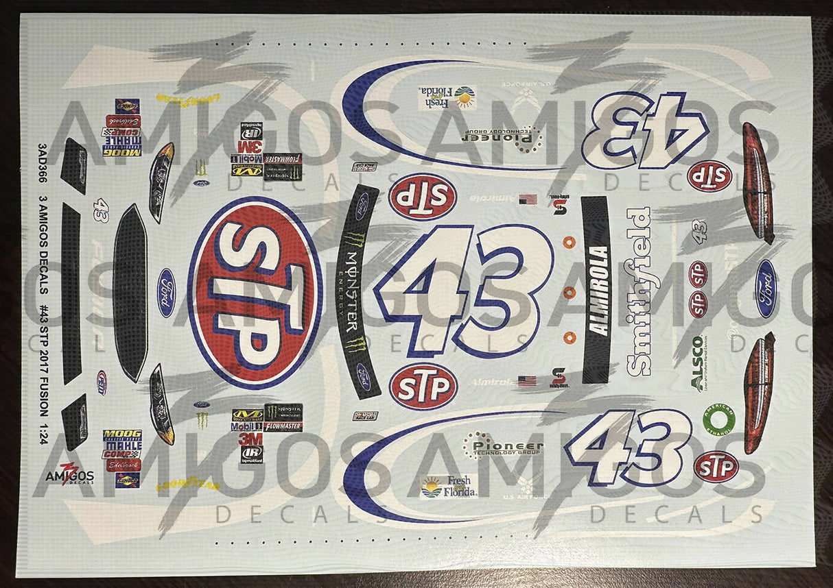 3 Amigos Decals #43 STP 2017 FORD FUSION Decal Set 1:24