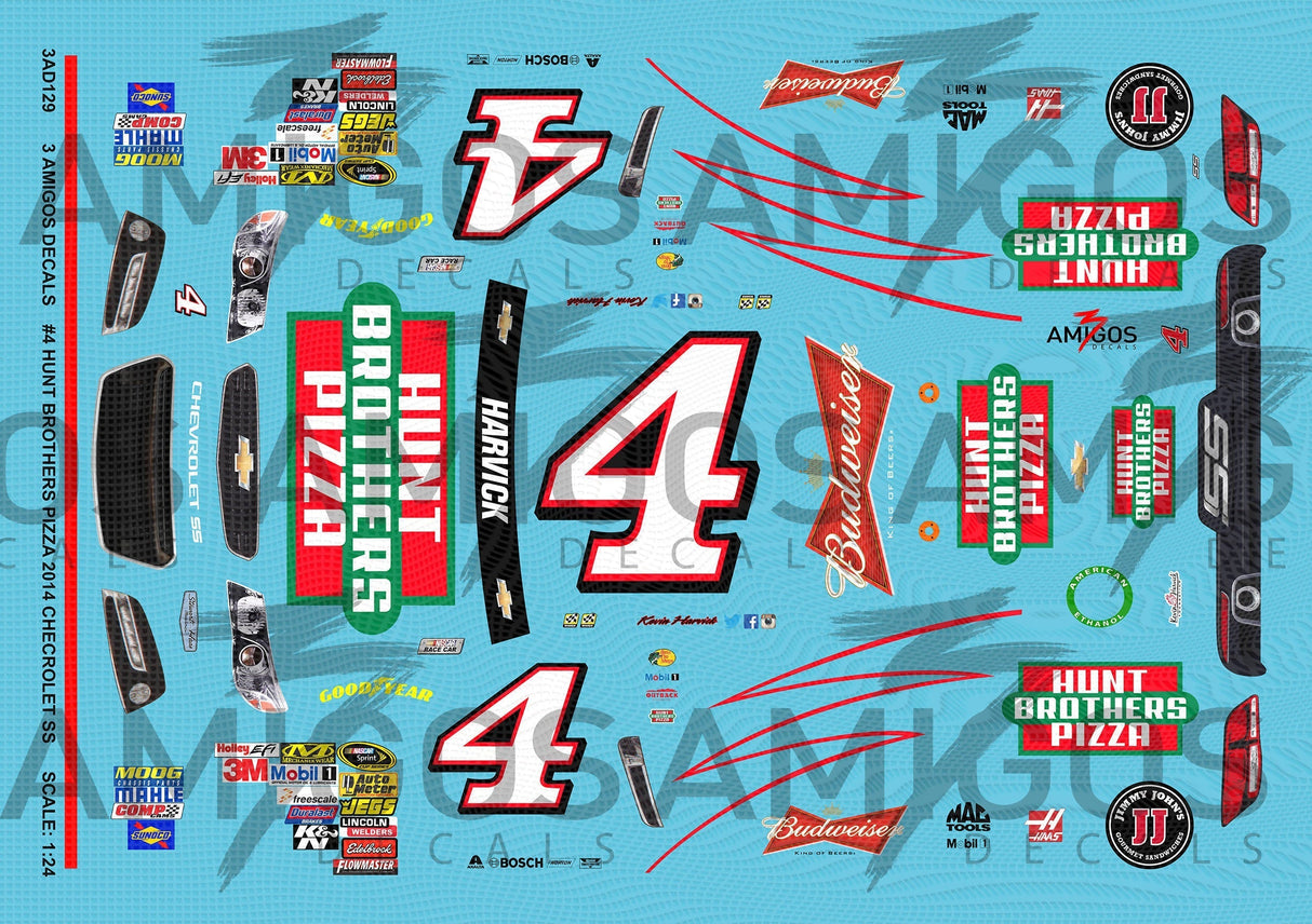 3 Amigos Decals #4 Hunt Brothers Pizza 2014 Chevy SS 1:24 Decal Set - 1