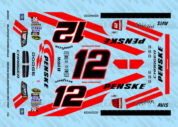 Millersport Customs 2009 Brad Keselowksi Penske First Start Dodge Charger 1/24 Decal Set