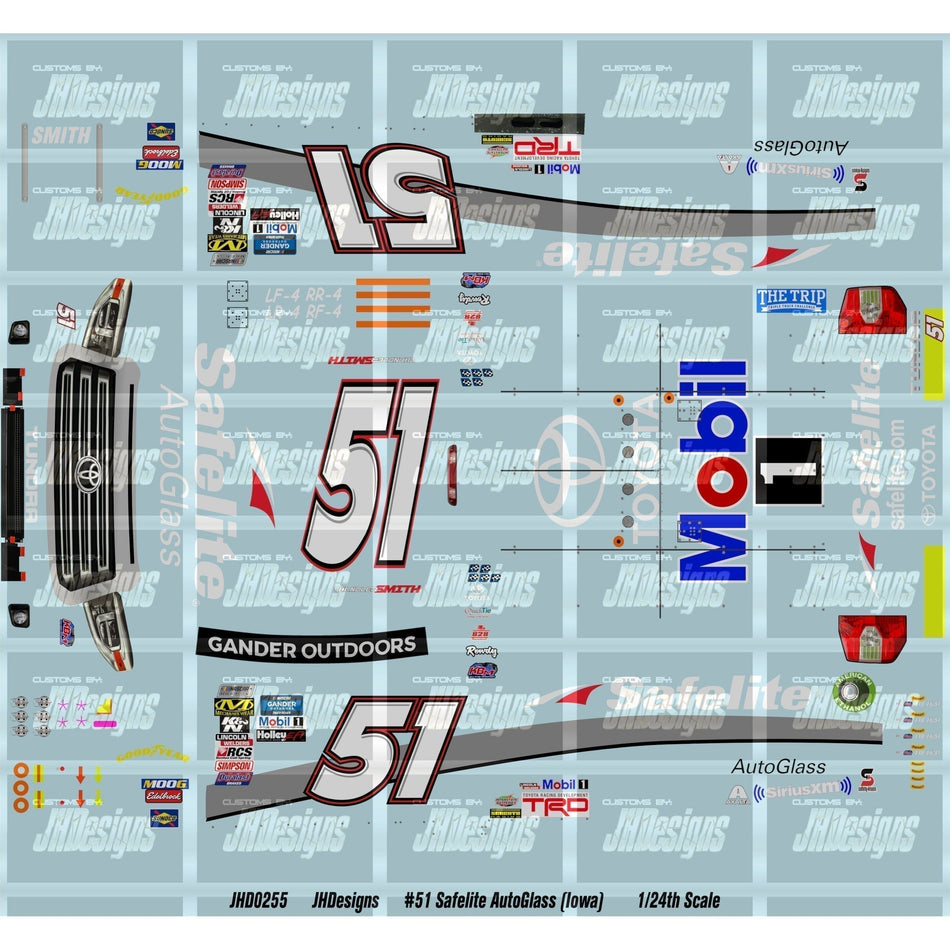 JH Designs Chandler Smith 2019 CWTS #51 Safelite Auto Glass (Iowa) 1:24 Racecar Decal Set