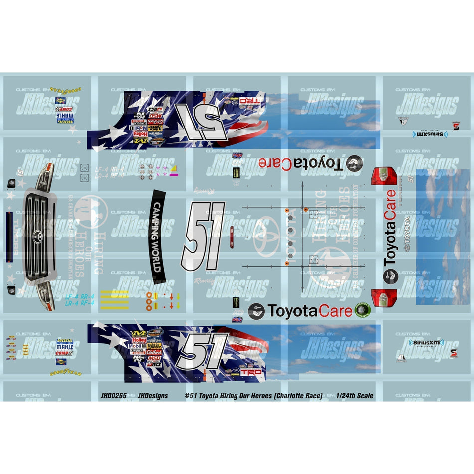 JH Designs Kyle Busch 2014 CWTS #51 Toyota Hiring Our Heroes (Charlotte Race Win) 1:24 Racecar Decal Set