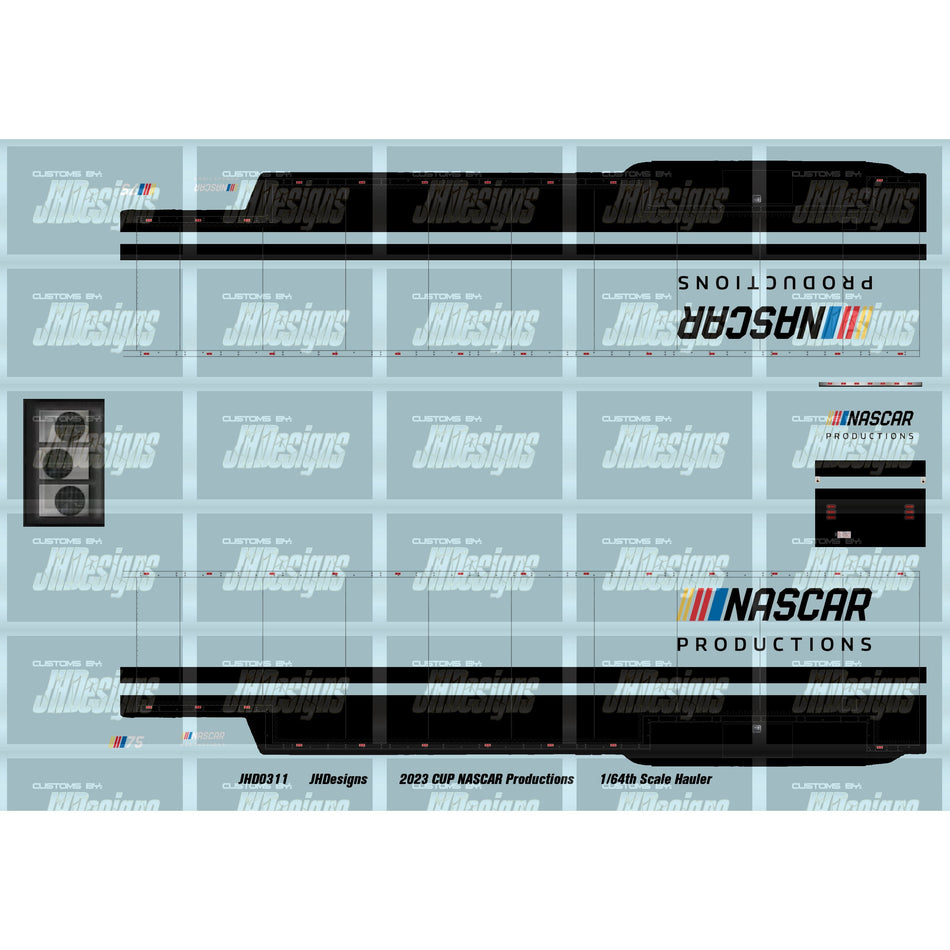 JH Designs NASCAR 2023 CUP NASCAR Productions 1:64 Hauler Decal Set