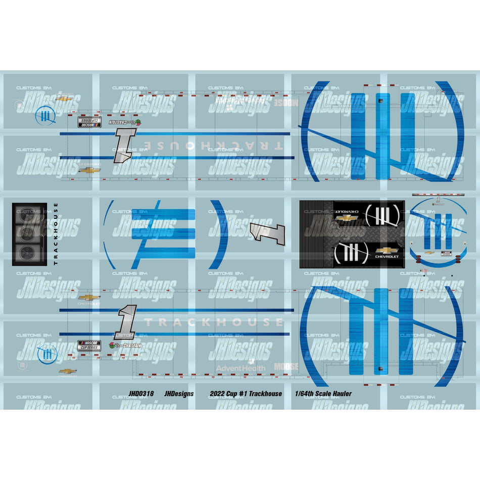 JH Designs Ross Chastain 2022 CUP #1 Trackhouse Racing 1:64 Hauler Decal Set