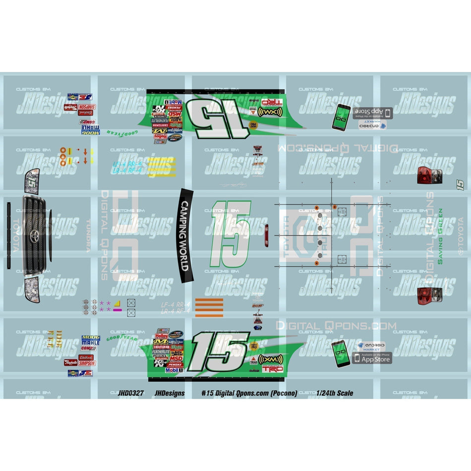 JH Designs Denny Hamlin 2010 Truck #15 Digital Qpons (Pocono) 1:24 Racecar Decal Set