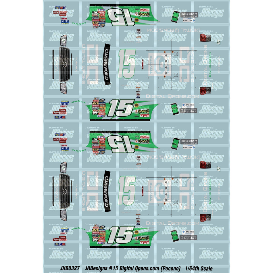 JH Designs Denny Hamlin 2010 Truck #15 Digital Qpons (Pocono) 1:64 Racecar Decal Set