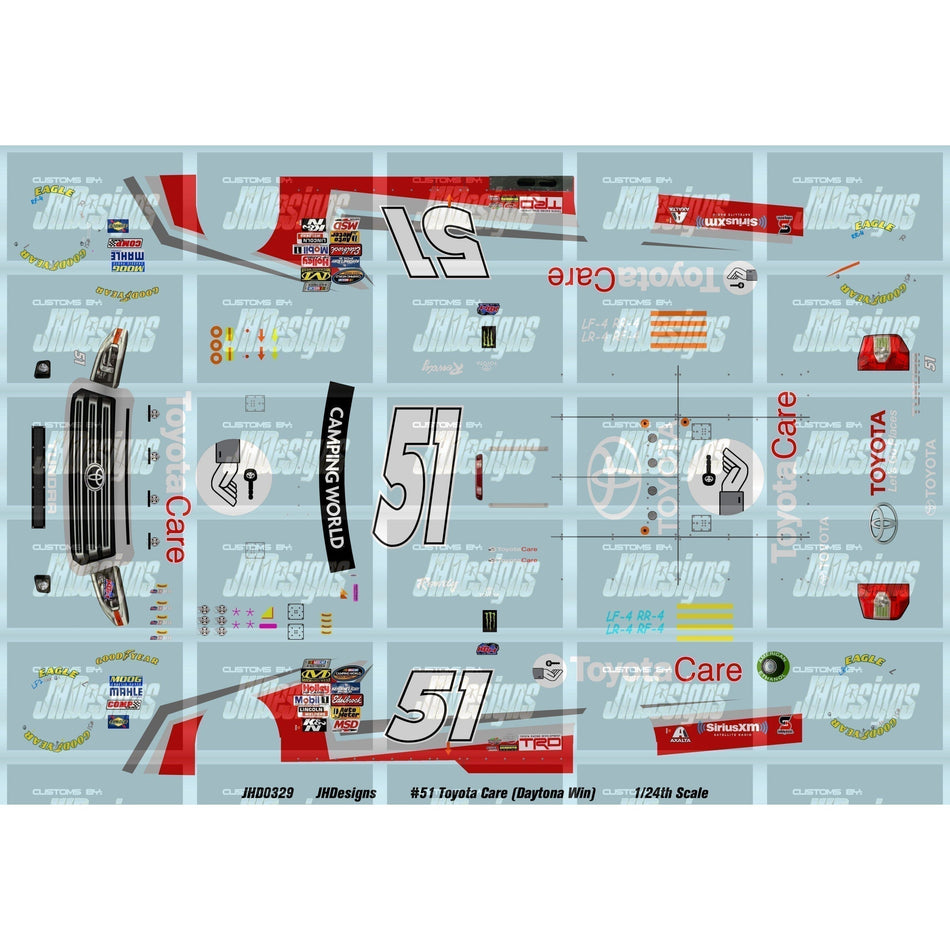 JH Designs Kyle Busch 2014 TRUCK #51 Toyota Care (Daytona Win) 1:24 Racecar Decal Set